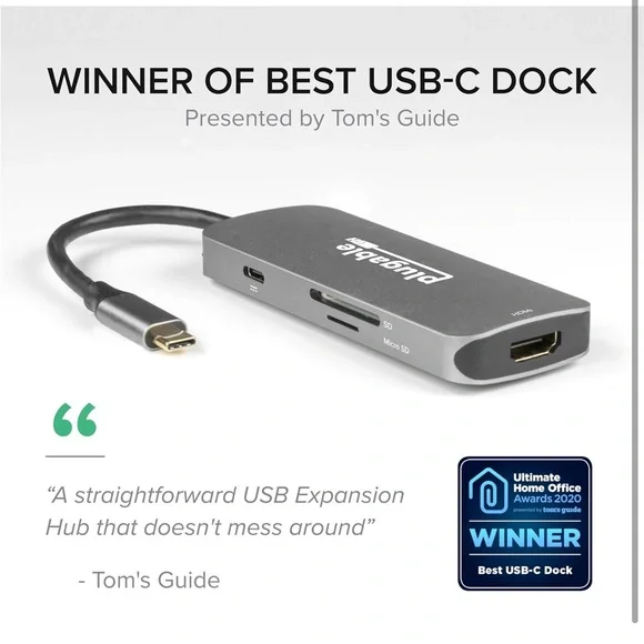 Plugable USB-C Hub 7-in-1, Driverless USB C Hub - Picture 2 of 9